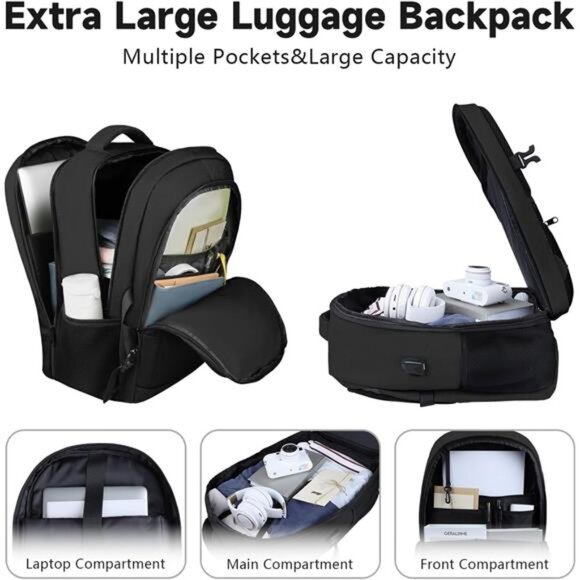 Travel Backpack, Large Carry on Backpack, 17 Inch Laptop Bag, Big Sturdy - Picture 4 of 7